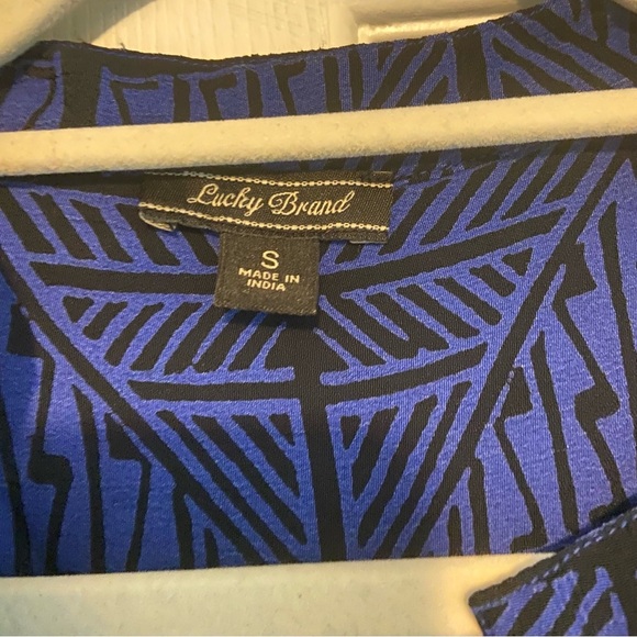 Lucky Brand long sleeve black & blue mini dress tribal pattern - Picture 6 of 6